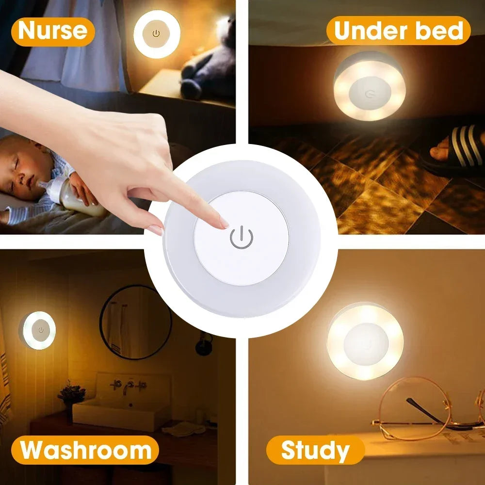 3 Modes LED Touch Sensor Night Lights Portable USB Rechargeable Magnetic Base Wall Light Bedroom Living Room Dimming Night Lamps