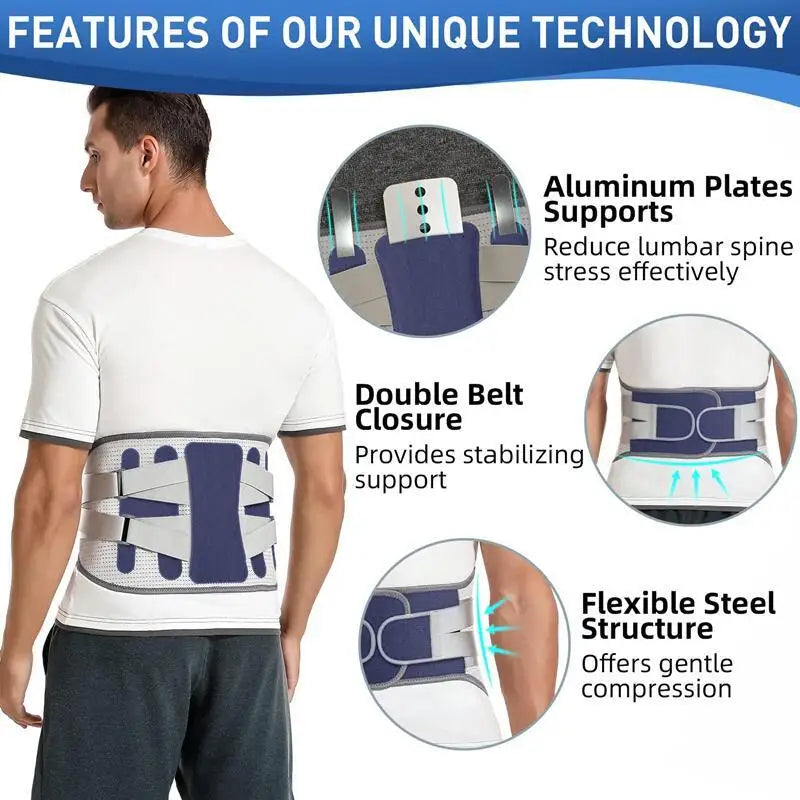 Lower Back Brace Women Men Lumbar Support Belt with 4 Support Stays Back Pain Relief for Sciatica Scoliosis Herniated Disc