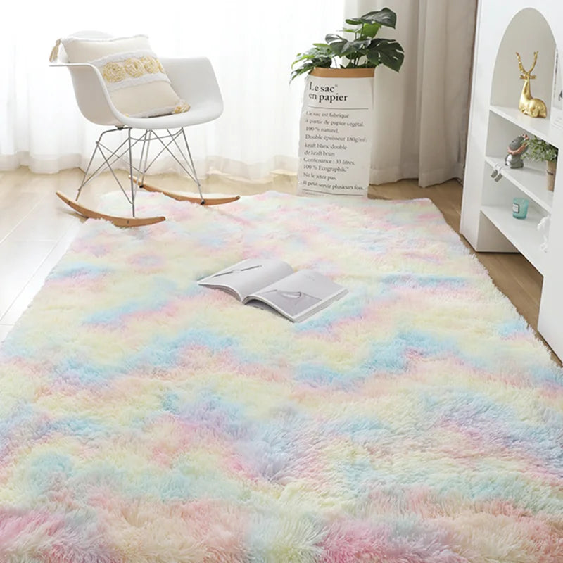 Fluffy Carpets For Living Room Nordic Lounge Rug houses and Plush Kids Bedroom Bed Down Bedside Carpet Home Decor Furry Mat