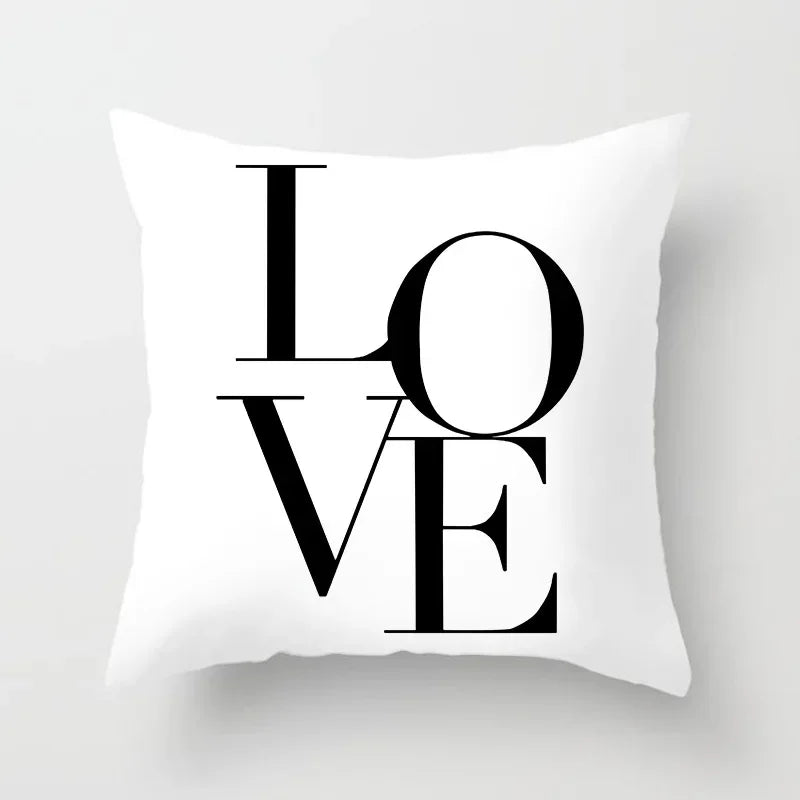 Black and White Geometric Portrait Pillowcase Home Sofa Office Cushion  Cover  Decor Car Decoration