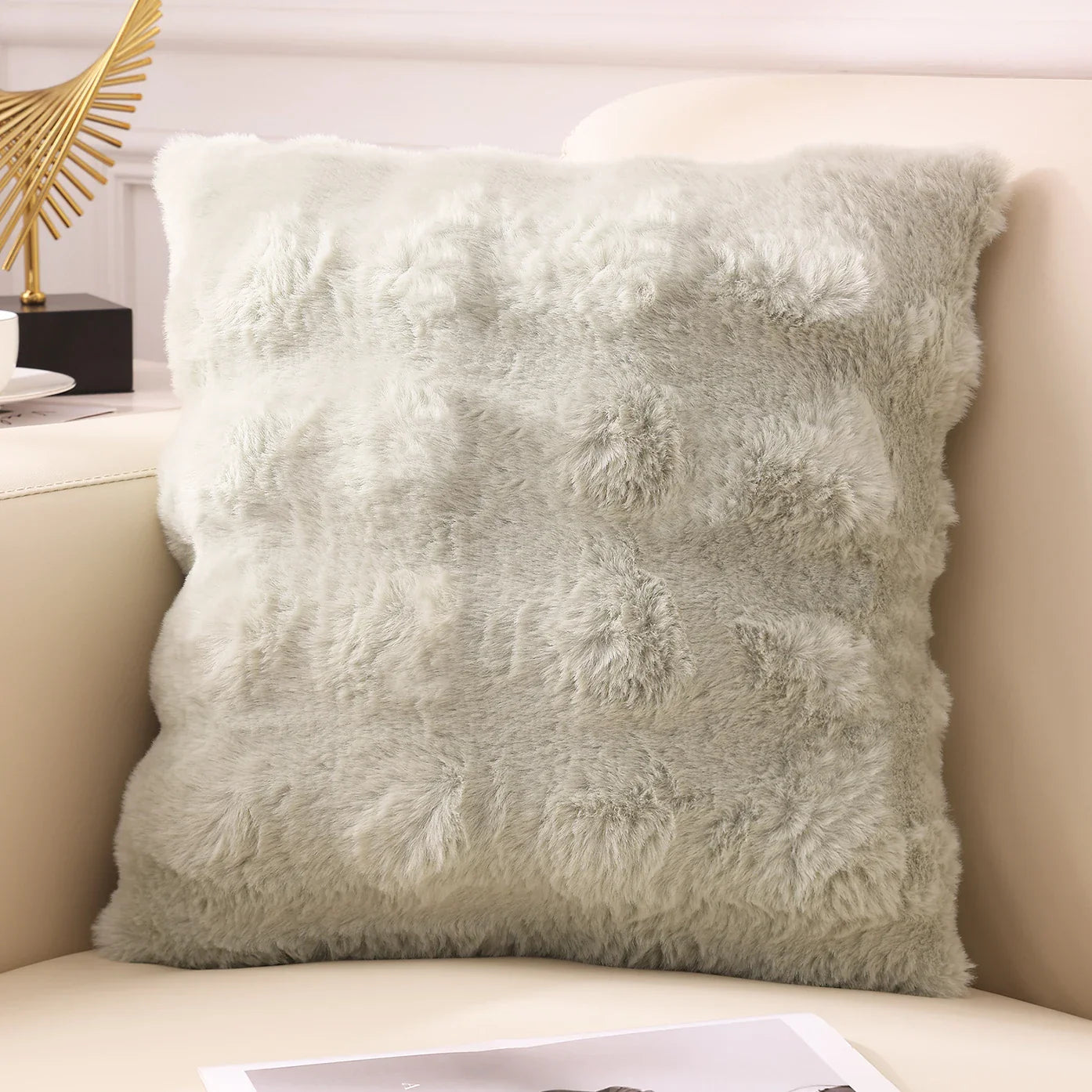 Olanly Ultra Soft Throw Pillow Cases For Sofa Decor Faux Rabbit Fur Soft Cozy Cushion Covers Plush Cushions Living Room Bed Car