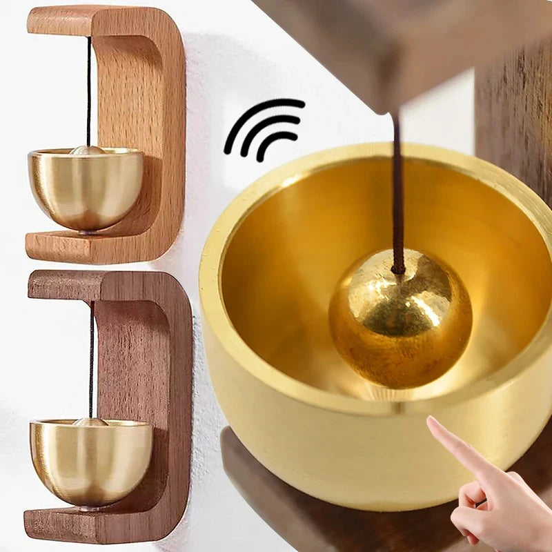 Doorbell Aesthetic Solid Wooden  Magnetic Brass Wind Chimes Wireless Doorbell Entrance Door Bell Pendant Home Decor Minimalism