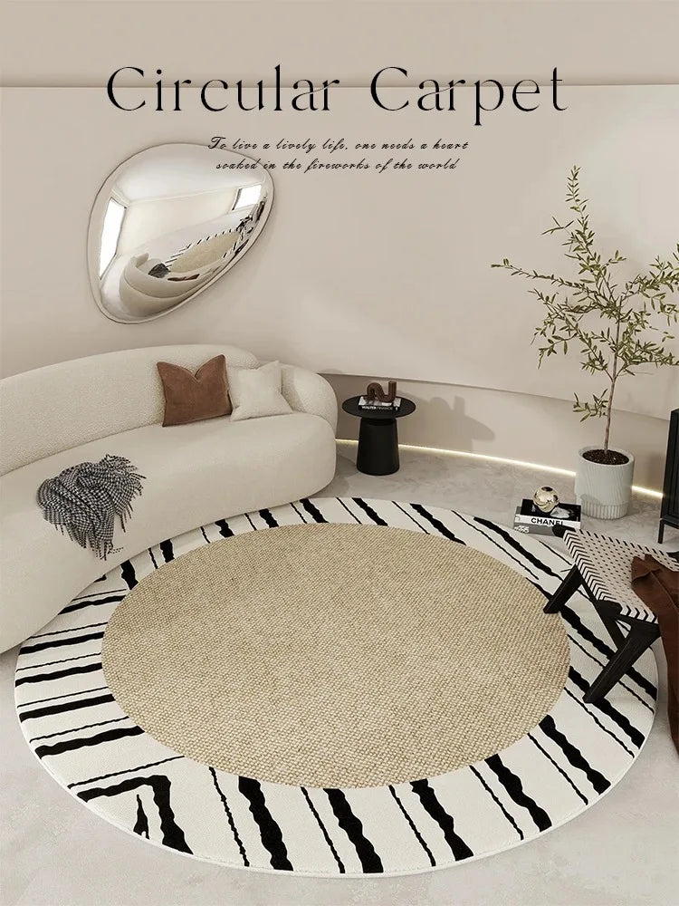 Nordic Style Living Room Large Area Carpet Round Bedroom Bedside Carpet Minimalist Home Decoration Rug Easy Care Balcony Rugs IG