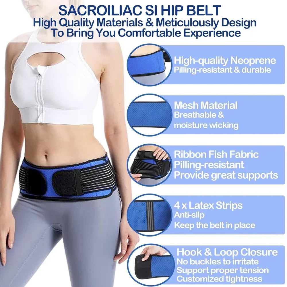 Sacroiliac Hip Belt That Alleviates Sciatic, Pelvic Lower Back, Leg & Sacral Nerve Pain Caused By Si Joint Dysfunction Hip Brace