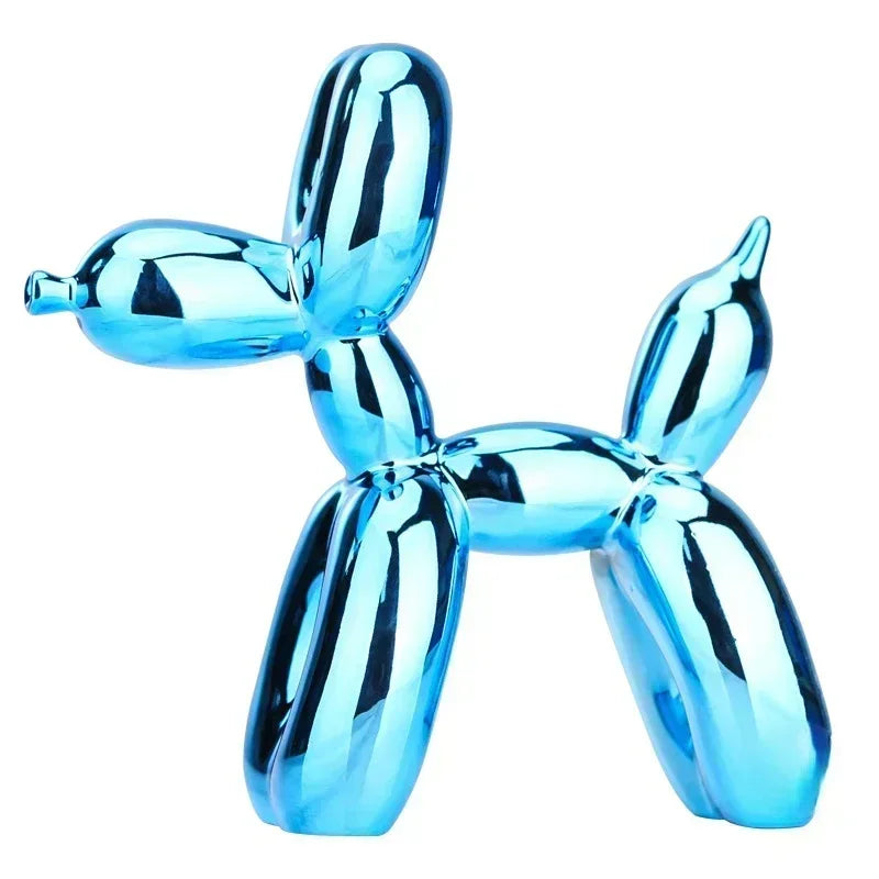 Balloon Dog Home Decor Animals Figurine Resin Cute Shiny Shape Statue Art Sculpture Craftwork with Antiskid Mat Lucky