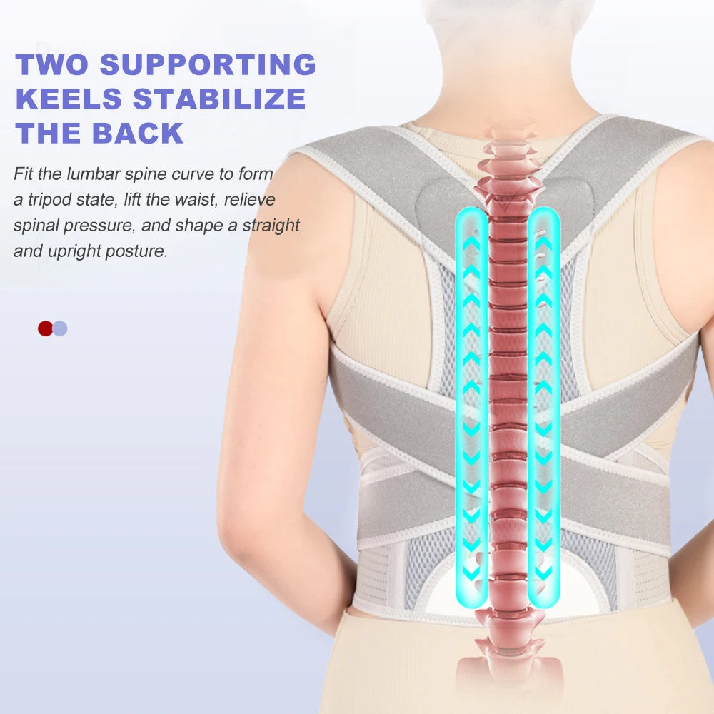 Professional Back Brace for Women and Men Posture Corrector Improve Posture Lumbar Support Shoulder Lower Upper Back Pain Relief