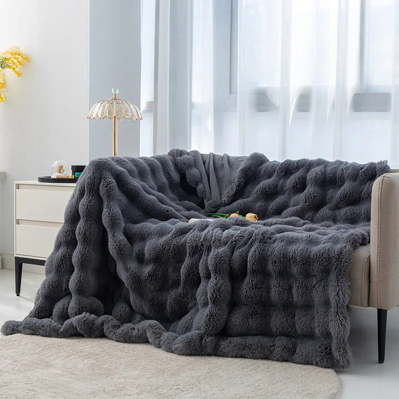 Winter Imitation Fur Plush Blanket Warm Super Soft Blankets Bed Sofa Cover Luxury Fluffy Throw Blanket Bedroom Couch Pillow Case