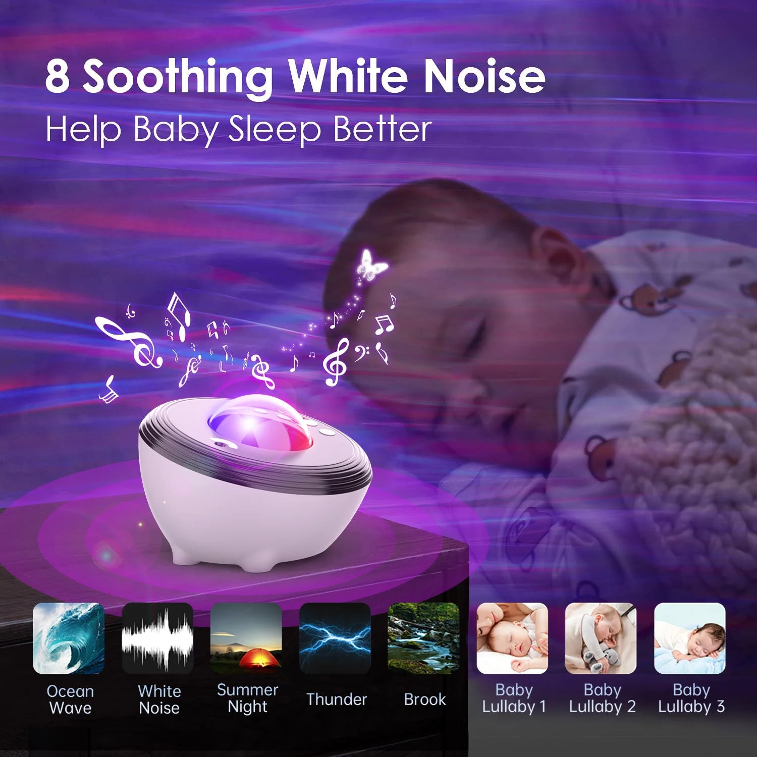 Star Projector LED Aurora Projector Bluetooth Speaker Night Light  White Noise Galaxy Projector For Bedroom Kids Decoration Home