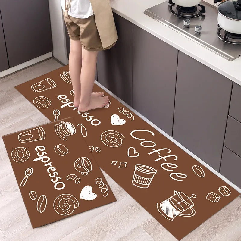 Polyster Waterproof Oilproof Kitchen Mat Printed Antislip Bath Mat Soft Bedroom Floor Mat Living Room Carpet Doormat Kitchen Rug