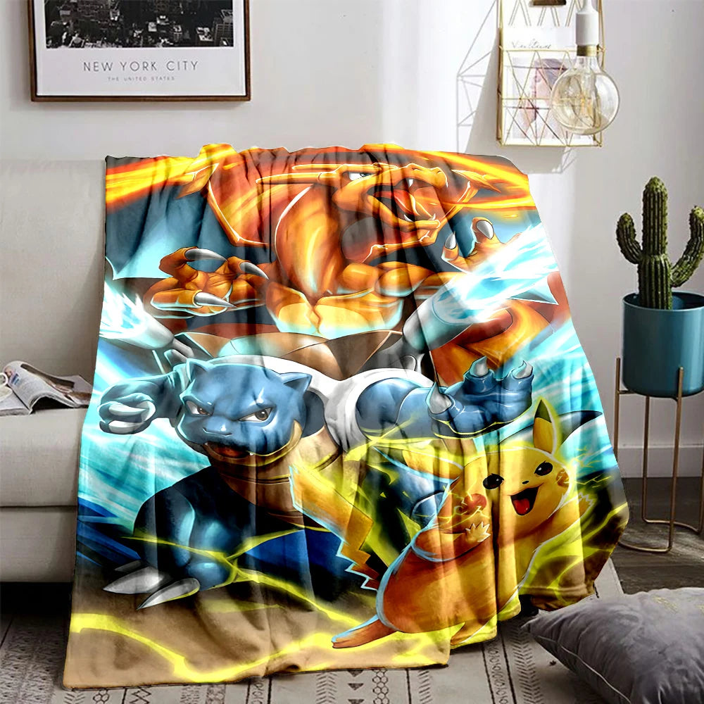 6 Sizes Pokémon Charizard Pattern Blanket Warm Soft Fluffy Kids and Adult Sofa Bed Throw Blanket Outdoor Travel Cartoon Blanket