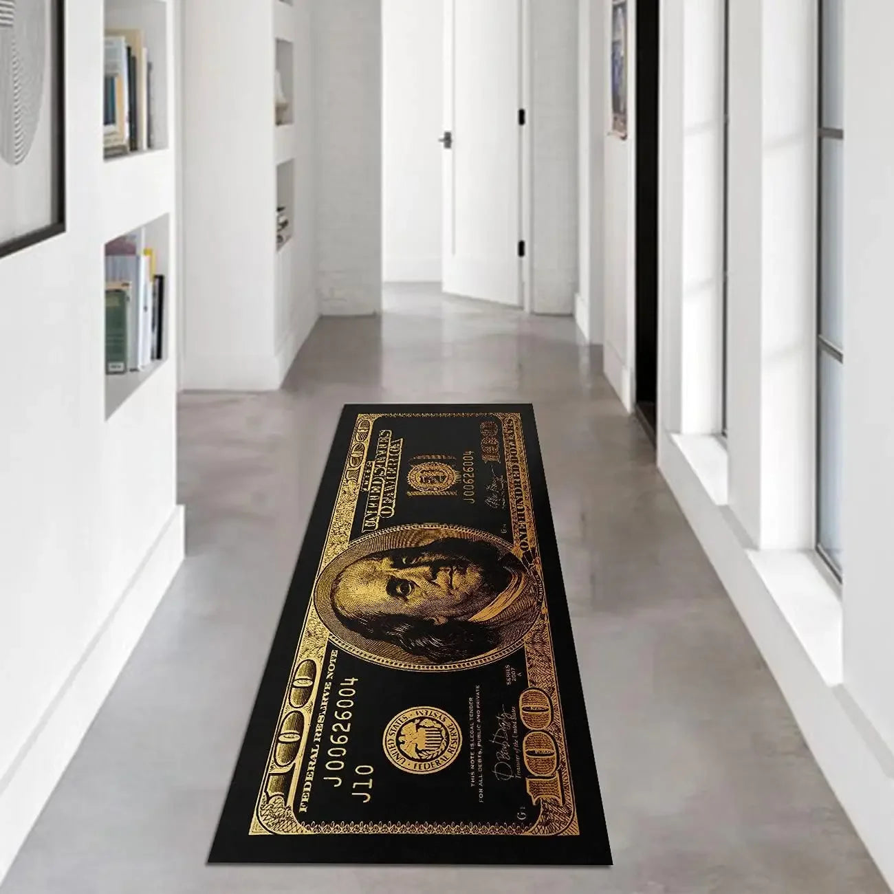 Black Gold 100 Dollar Bill Money Kitchen Floor Mat Home Decor Hallway Balcony Laundry Runners Rugs Bathroom Non-slip DoorMat