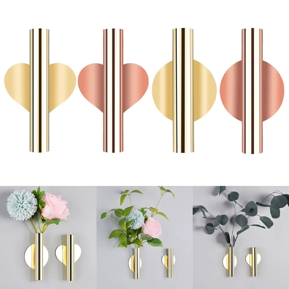 Wall Mounted Flower Tube Nordic Style Metal Hanging Vase Flower Plant Container Holder Home Decoration Party Supplies