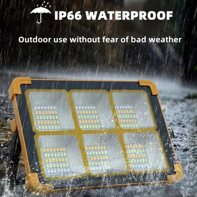 LED Solar Floodlight Rechargeable 200/500W Emergency Lighting Outdoor Camping Portable Light Waterproof Searchlight Hot