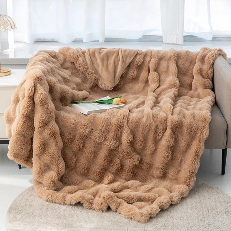 Winter Imitation Fur Plush Blanket Warm Super Soft Blankets Bed Sofa Cover Luxury Fluffy Throw Blanket Bedroom Couch Pillow Case