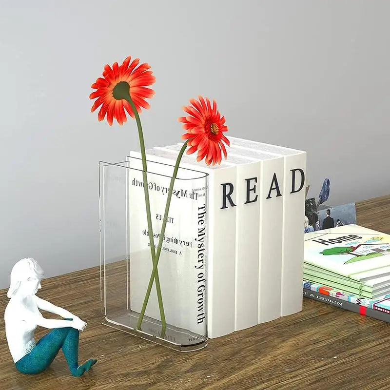 Acrylic Book Flower Vase Clear Flower Vase Cute Flower Vase For Centerpiece Home Decor Modern Style Art Deco Plant Containers