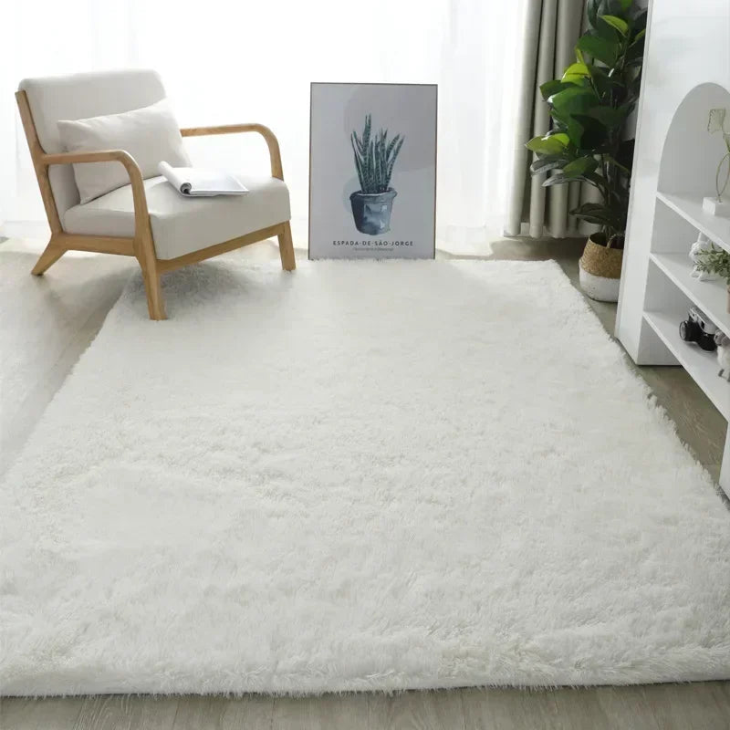 Plush Carpet Suitable For Living Room White Soft Fluffy Carpets Bedroom Bathroom Non-slip Thicken Floor Mat Teen Room Decoration