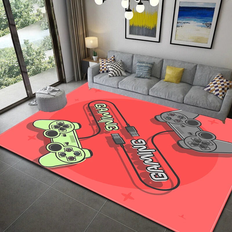 Gamer Controller Area Rugs Non-Slip Floor Mat Doormats Home Runner Rug Carpet for Living Room Bedroom Kids Play