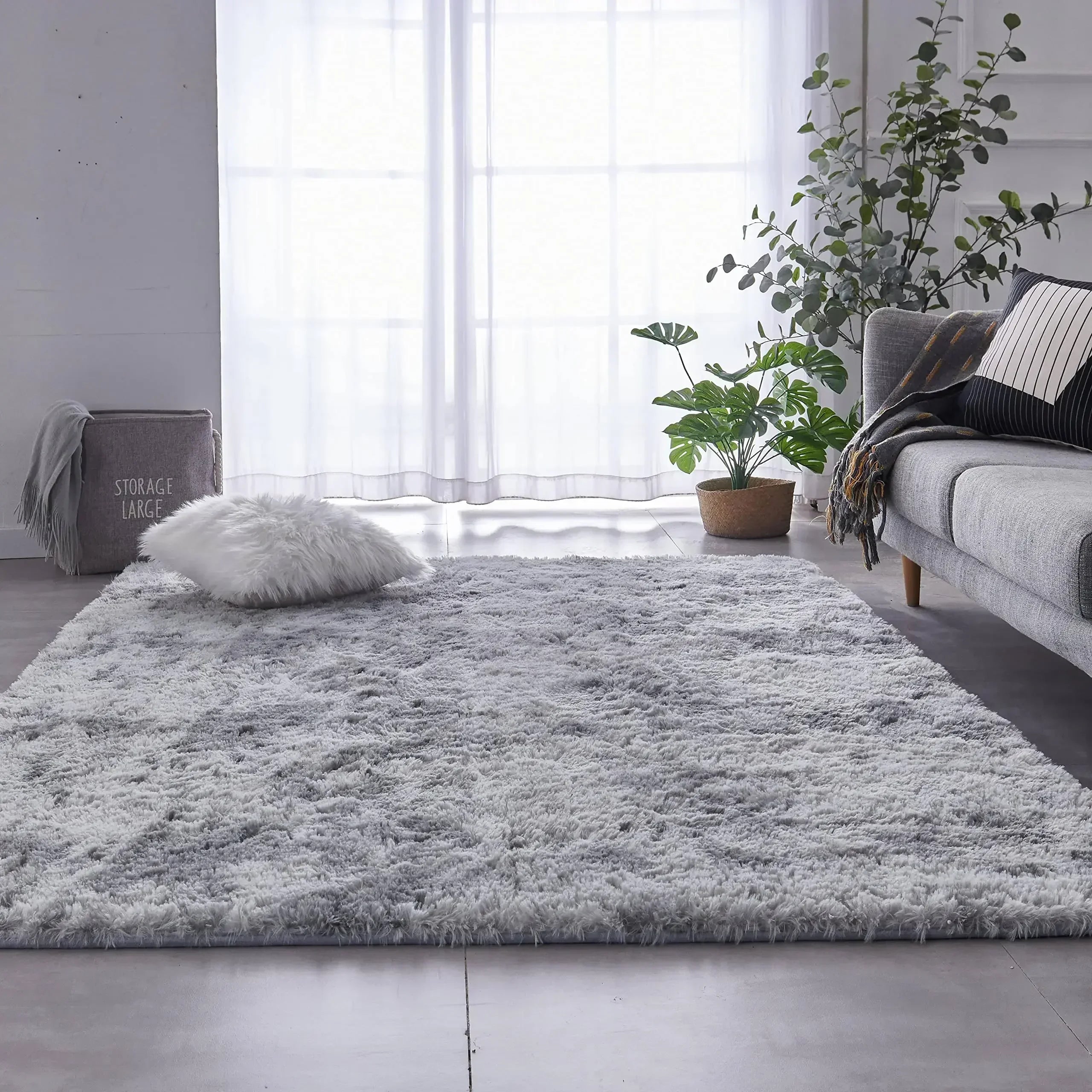 Carpets For Living Room Modern Sofas Grey Fluffy Carpet Bedroom Decoration Anti-slip Furry Large Rug Washable Floor Covering Mat