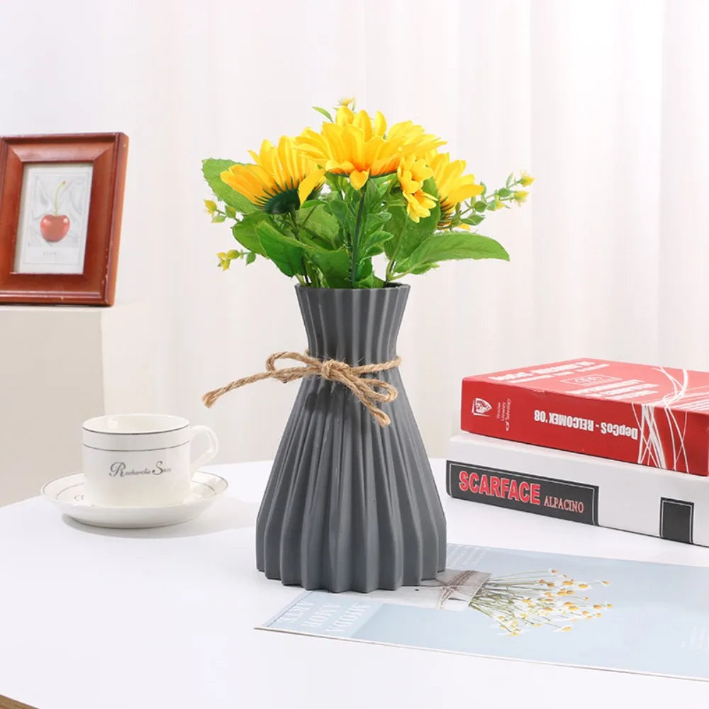 New Living Room Anti-Ceramic Ceramic Flower Pot Imitation Ceramic Plastic Flower Vase Simplicity Flower Vase