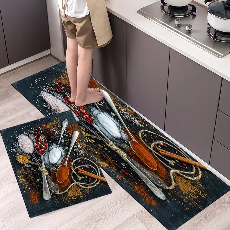 Non-slip Kitchen Mat Crystal Velvet Super Absorbent Floor Mats Kitchen Long Carpets Bathroom Entrance Door Mat Bedroom Long Rugs