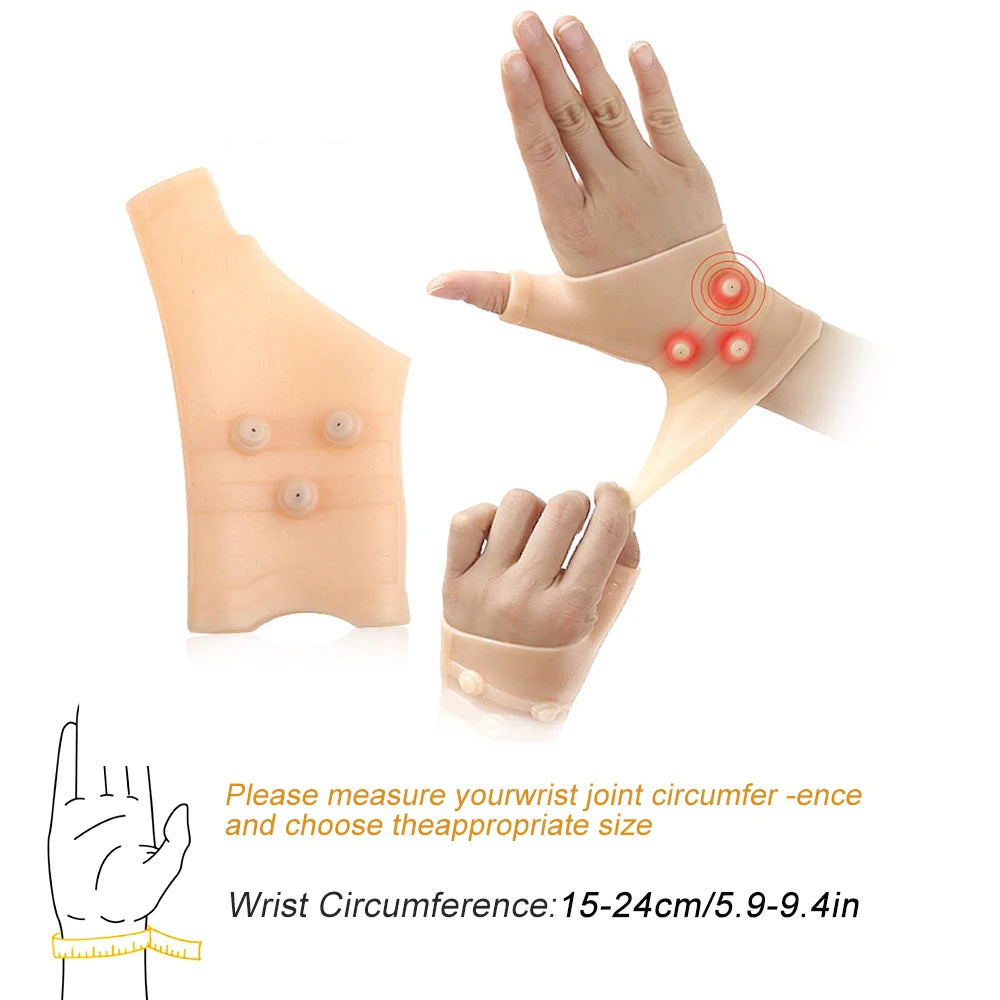 1/2Pcs Magnetic Therapy Wrist Hand Thumb Support Gloves Silicone Gel Arthritis Pressure Corrector Massage Pain Relief Gloves