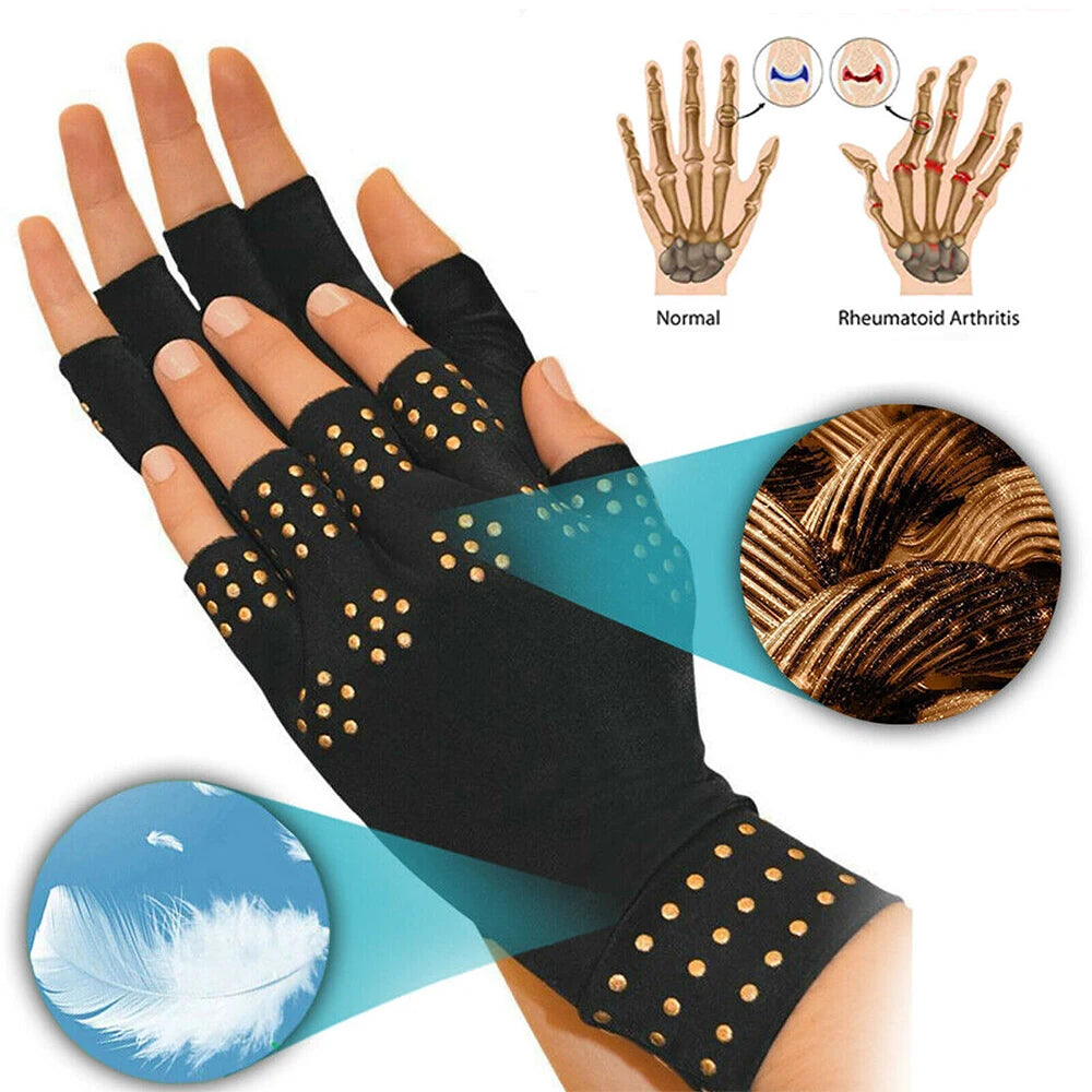 1Pair Magnetic Gloves Arthritis Therapy Gloves Men Women Arthritis Joint Pain Treat Fingerless Glove Rheumatoid Hand Pain Relief