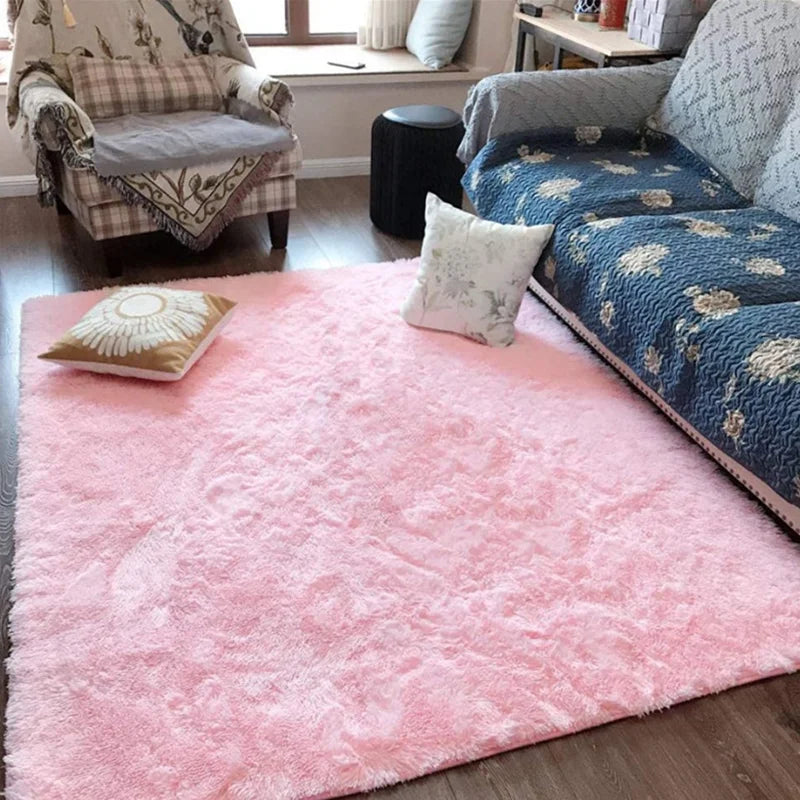 Pink Bedroom Carpet For Children's  Room Cute Girls Floor Soft Mat Living Room Decoration White Fluffy Large Kids Bedside Rugs