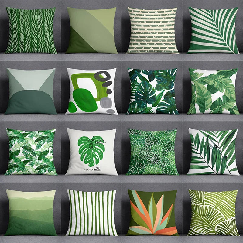 Pillow Bedroom Sofa Car Cushion Cover  Case Green Leaf Series  Gift Home Office Decoration