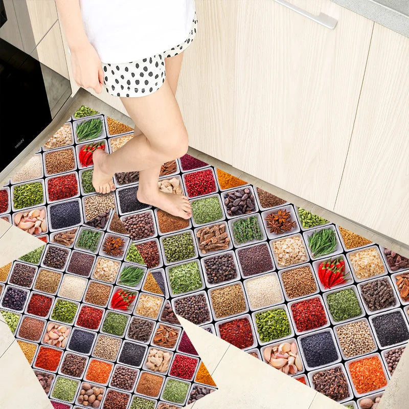 Non-slip Kitchen Mat Crystal Velvet Super Absorbent Floor Mats Kitchen Long Carpets Bathroom Entrance Door Mat Bedroom Long Rugs