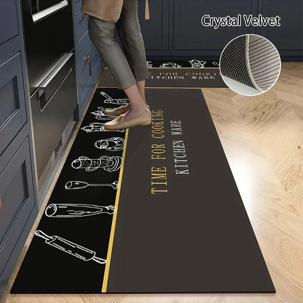 Non-slip Kitchen Mat Long Rugs Crystal Velvet Carpet for Living Room Absorbent Foot Mats Bedroom Doormat Alfombra Small Rugs