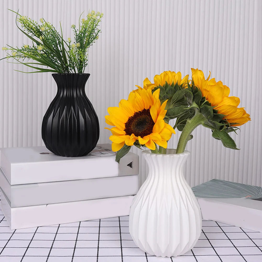 Nordic Decortive Vase Imitation Ceramic Plastic Flower Vase Pot Home  Decor Living Room Desktop Wedding Centerpiece Arrangement