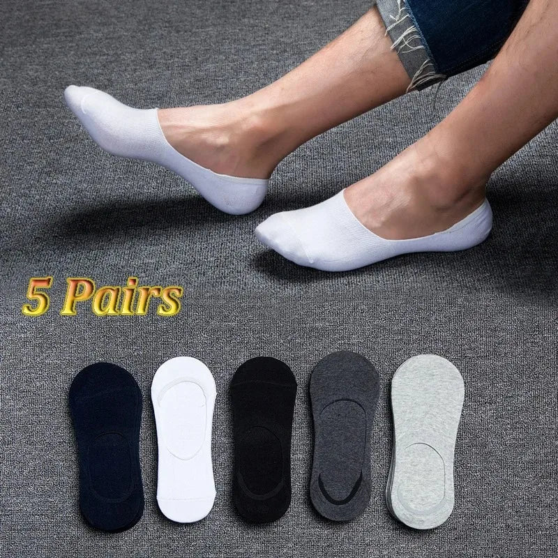 Men Cotton Socks Breathable Invisible Boat Socks Nonslip Loafer Ankle Low Cut Short Sock for Leather Sports Shoes Sox