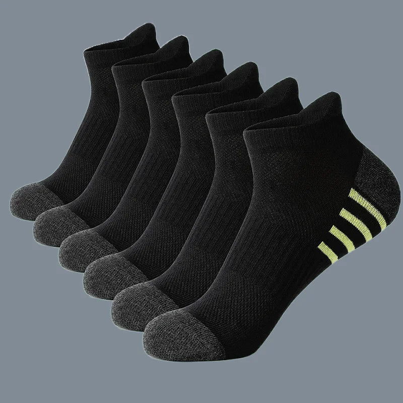 6/12 Pairs 2024 New Fashion Cotton Socks For Men Women Sports Solid Color Cycling Breathable Mesh Ankle Running Thick Socks