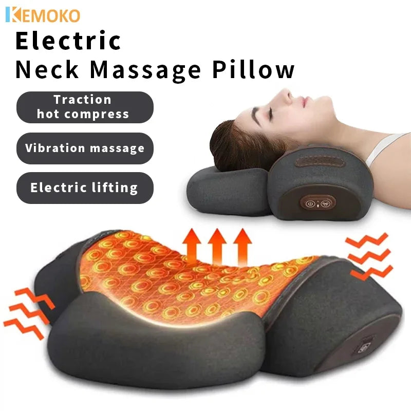 New Neck Cervical Pillow Electric Hot Compress Vibration Massage Neck Traction Relax Sleeping Memory Foam Pillow Spine Support