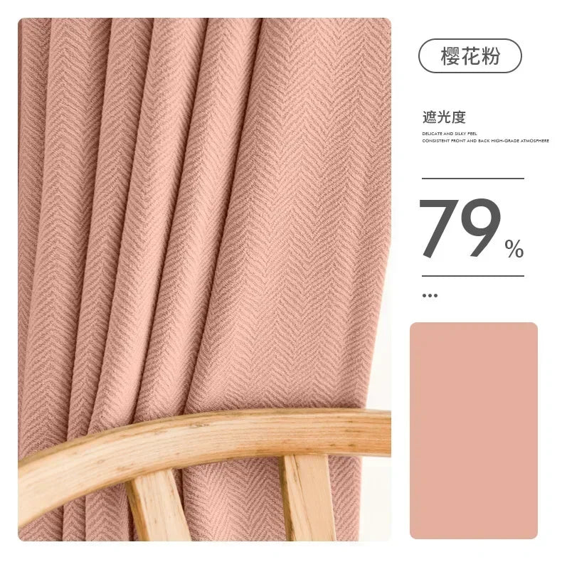 Thick Chenille Beige Cream Luxury Curtains for Living Room Bedroom Dining Blackout Herringbone Texture Window Custom Fashion