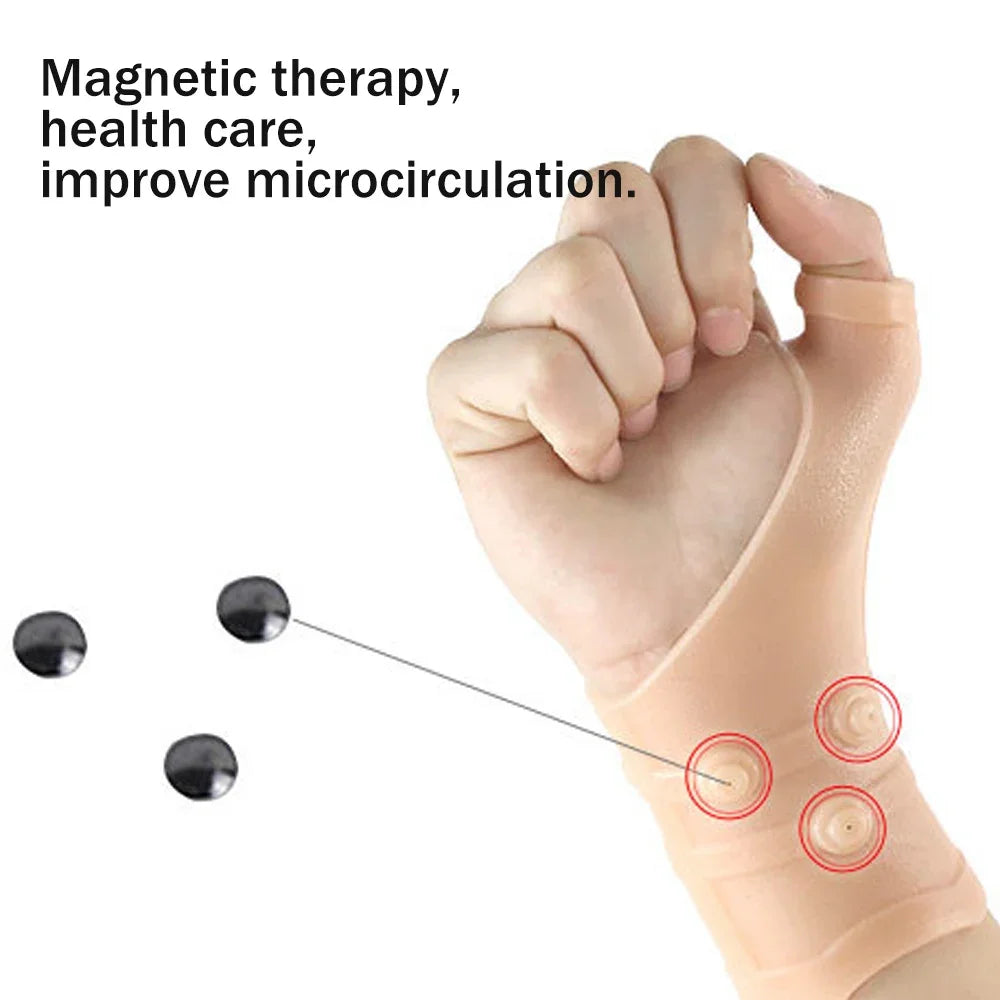 GOMOREON 1Pcs Magnetic Thumb Wrist Support Gloves Silicone Gel Arthritis Pressure Corrector Massage Pain Relief Gloves