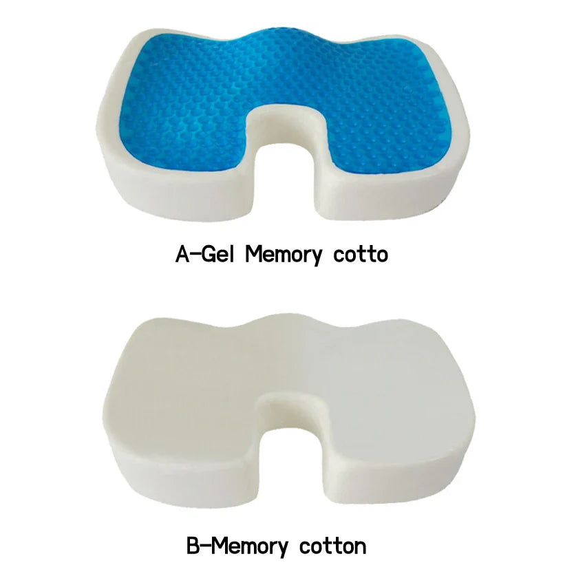 Gel Memory Foam U-shaped Seat Cushion Massage Car Office Chair for Long Sitting Coccyx Back Tailbone Pain Relief Gel Cushion Pad