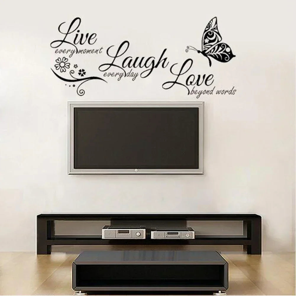 Butterfly Wall Art Stickers Modern Live Laugh Love Quotes Decals Vinyls Stickers Living Decoration For Home Living Room