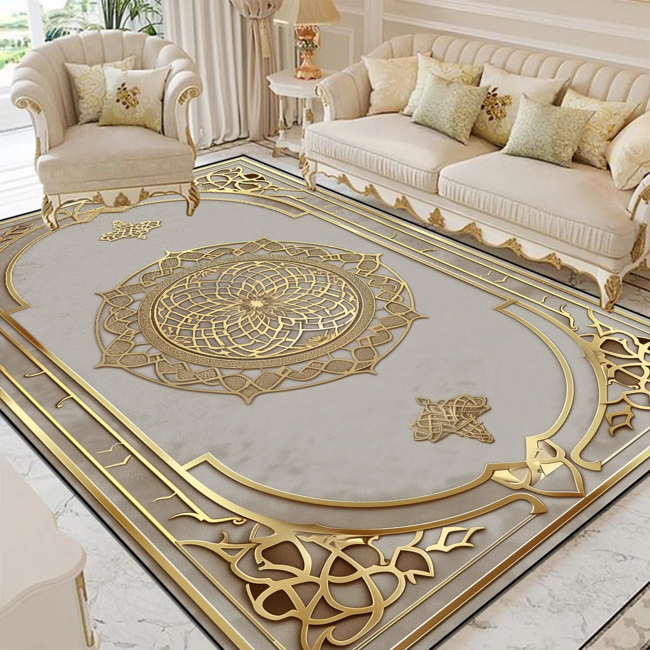 Luxury Style Living Room Large Area Rug Home Room Decor Floor Mats Lounge Sofa Coffee Non-slip Carpet Bedroom Cloakroom Washable