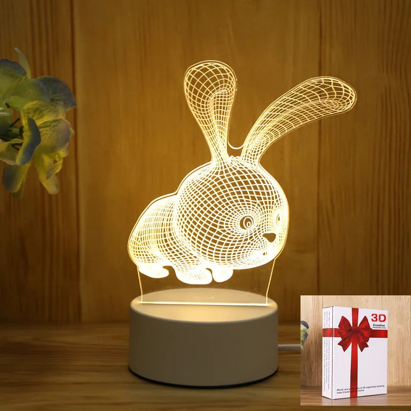 Romantic Love 3D Acrylic Led Lamp for Home Children's Night Light Table Lamp Birthday Party Decor Valentine's Day Bedside Lamp