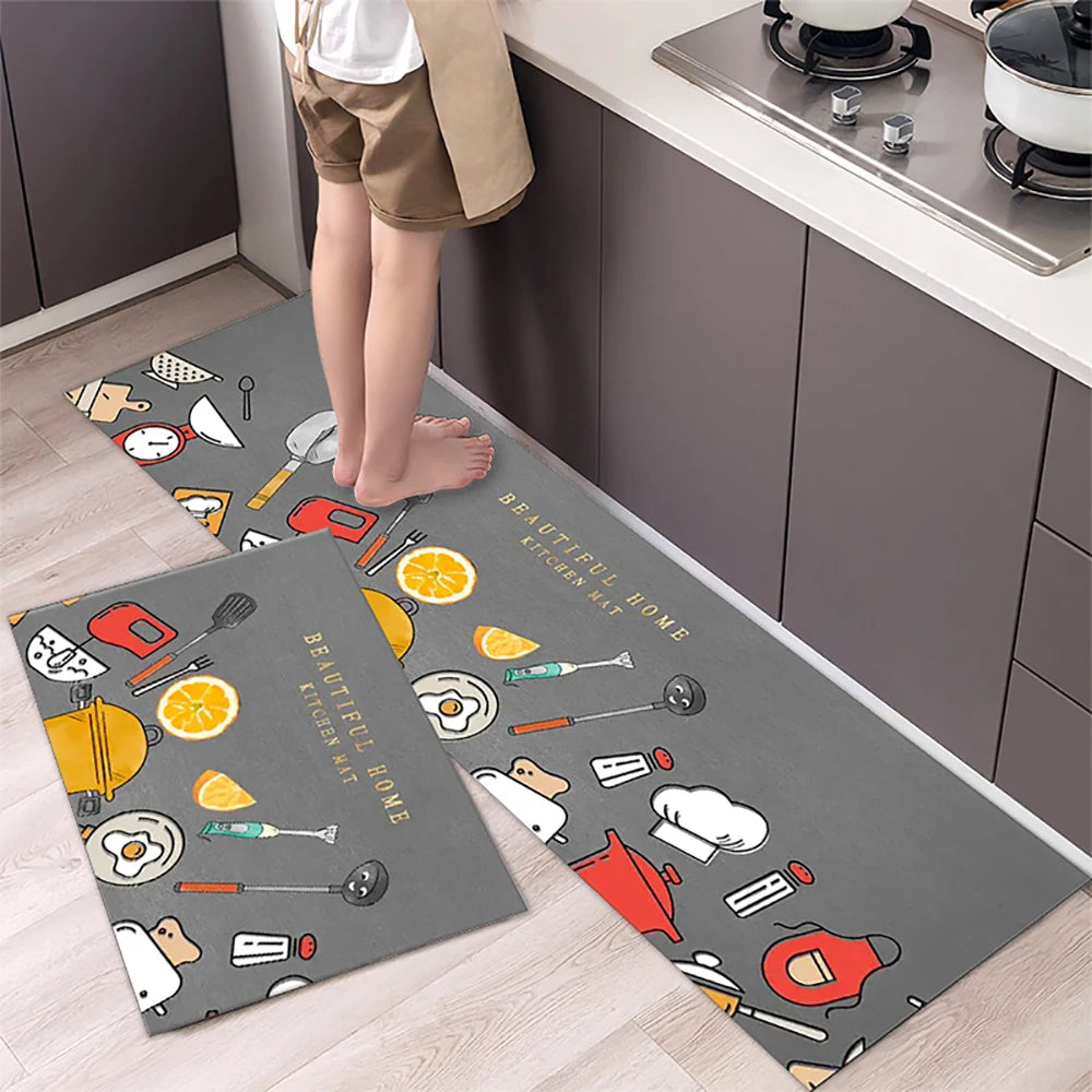 Non-slip Kitchen Mat Long Rugs Crystal Velvet Carpet for Living Room Absorbent Foot Mats Bedroom Doormat Alfombra Small Rugs