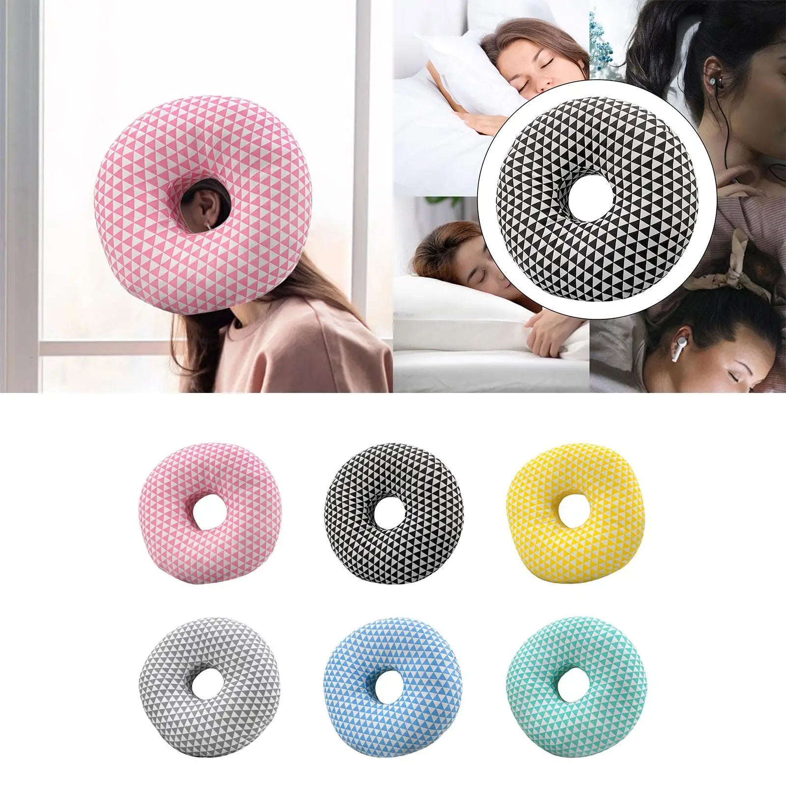 Ear Piercing Pillow Breathable with Hole Donut Pillow for wearing Headphones