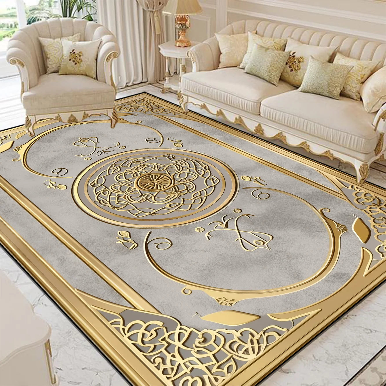 Luxury Style Living Room Large Area Rug Home Room Decor Floor Mats Lounge Sofa Coffee Non-slip Carpet Bedroom Cloakroom Washable