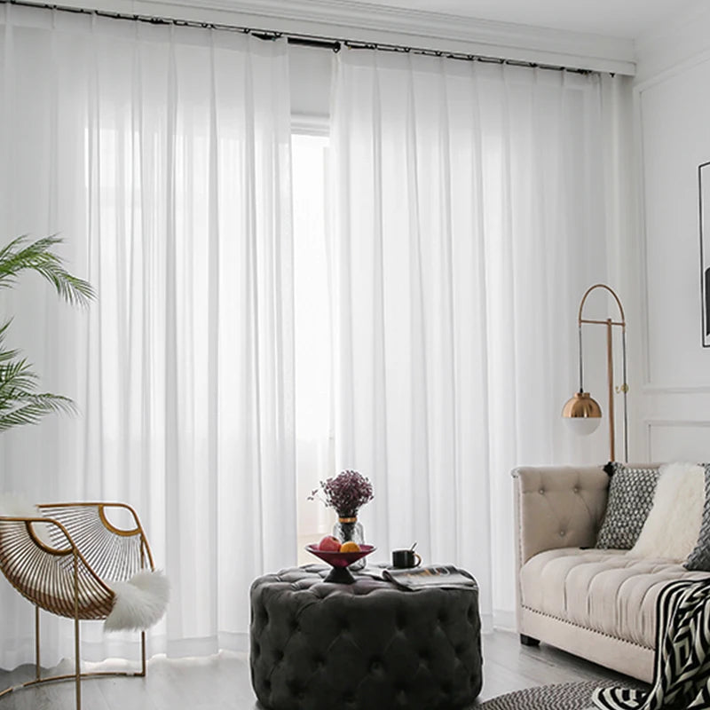 White Sheer Curtains For Living Room Bedroom Window Solid Color Long Tulle Curtain Wedding Curtain Home Decor Voile Party Drapes