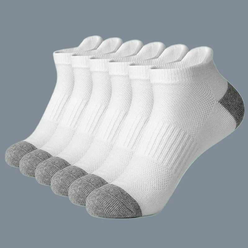 6/12 Pairs 2024 New Fashion Cotton Socks For Men Women Sports Solid Color Cycling Breathable Mesh Ankle Running Thick Socks