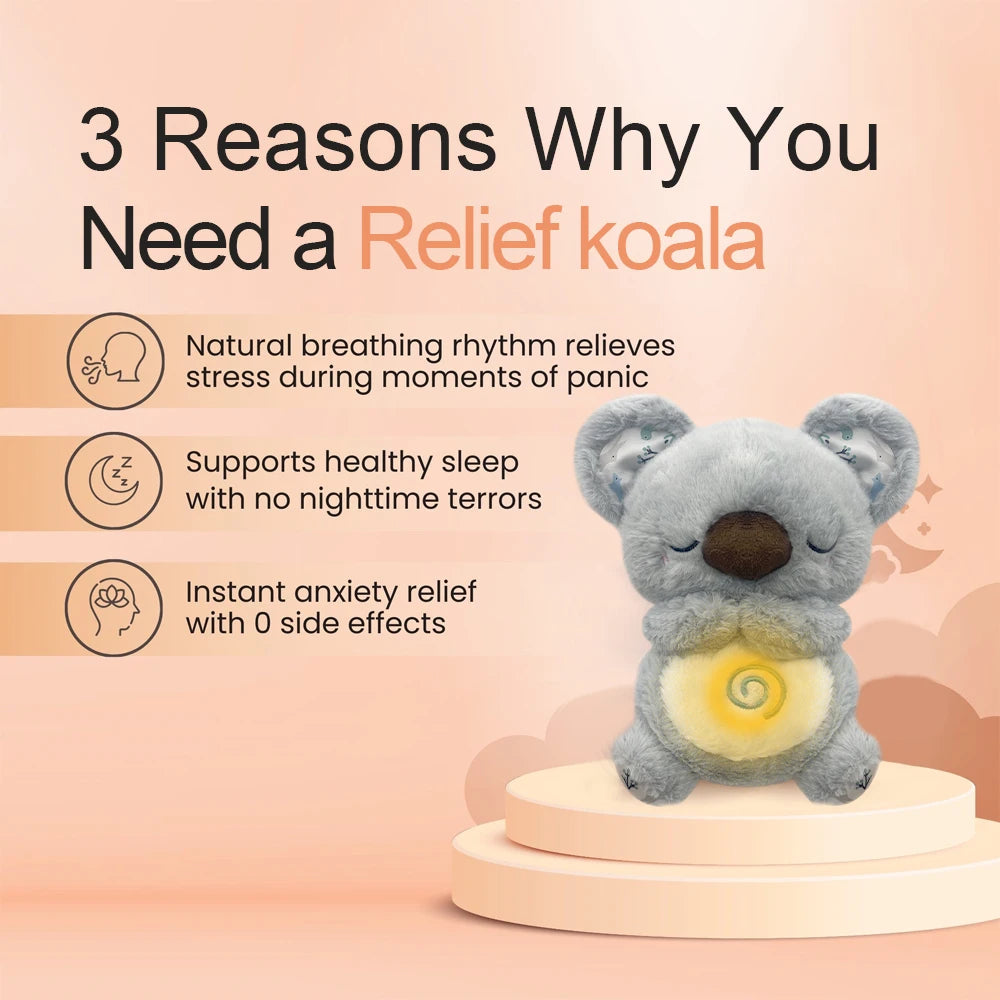 Multifunction Breathing Koala Pro Soothing Otter Plush for Kids Glow Music Baby Sleeping Companion Sound Light Doll Sensory Toy