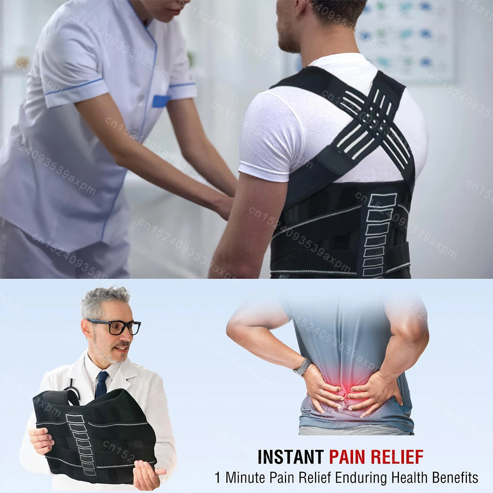 Back Brace Posture Corrector for Women and Men Adjustable Shoulder Straightener Full Back Lumbar Support Belt Lower Pain Relief