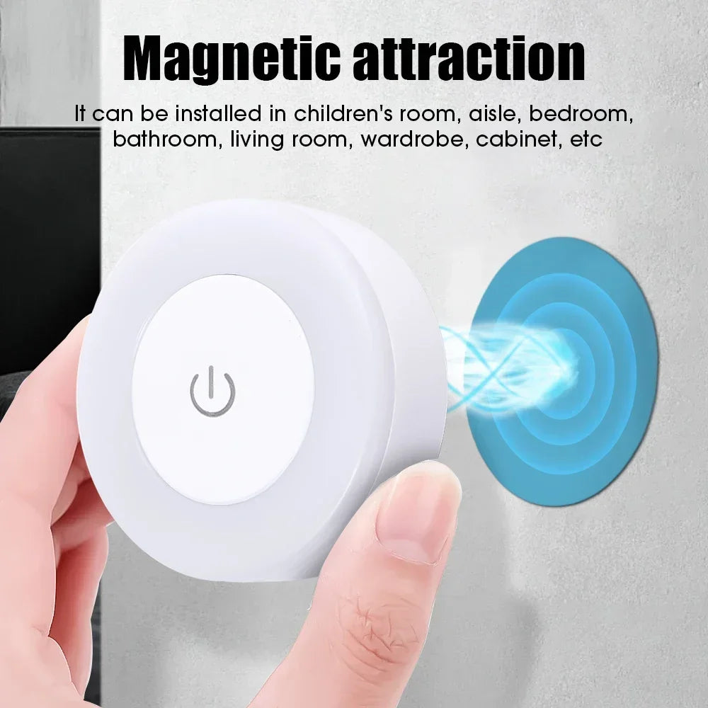 3 Modes LED Touch Sensor Night Lights Portable USB Rechargeable Magnetic Base Wall Light Bedroom Living Room Dimming Night Lamps