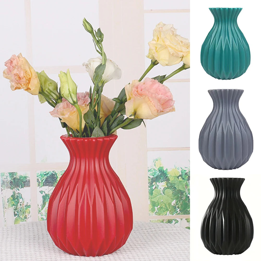 Nordic Decortive Vase Imitation Ceramic Plastic Flower Vase Pot Home  Decor Living Room Desktop Wedding Centerpiece Arrangement