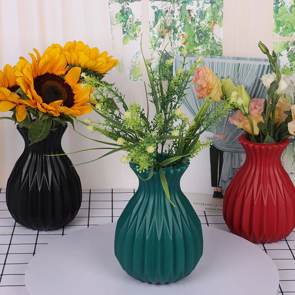 Nordic Decortive Vase Imitation Ceramic Plastic Flower Vase Pot Home  Decor Living Room Desktop Wedding Centerpiece Arrangement